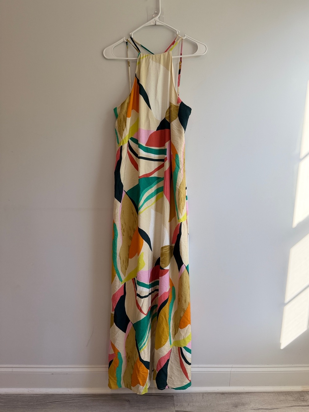 Anna Grace Multi Abstract Halter Maxi Dress